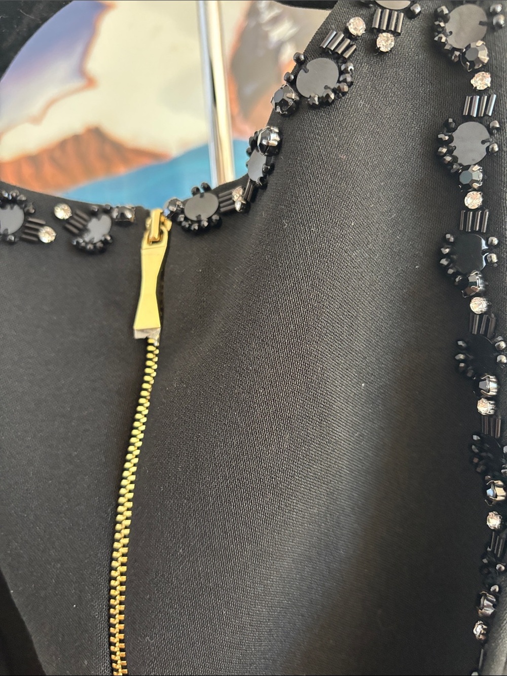 Kate Spade New York Scattered Brooch Rhinestone Beaded Formal Crepe Dress - Picture 10 of 13